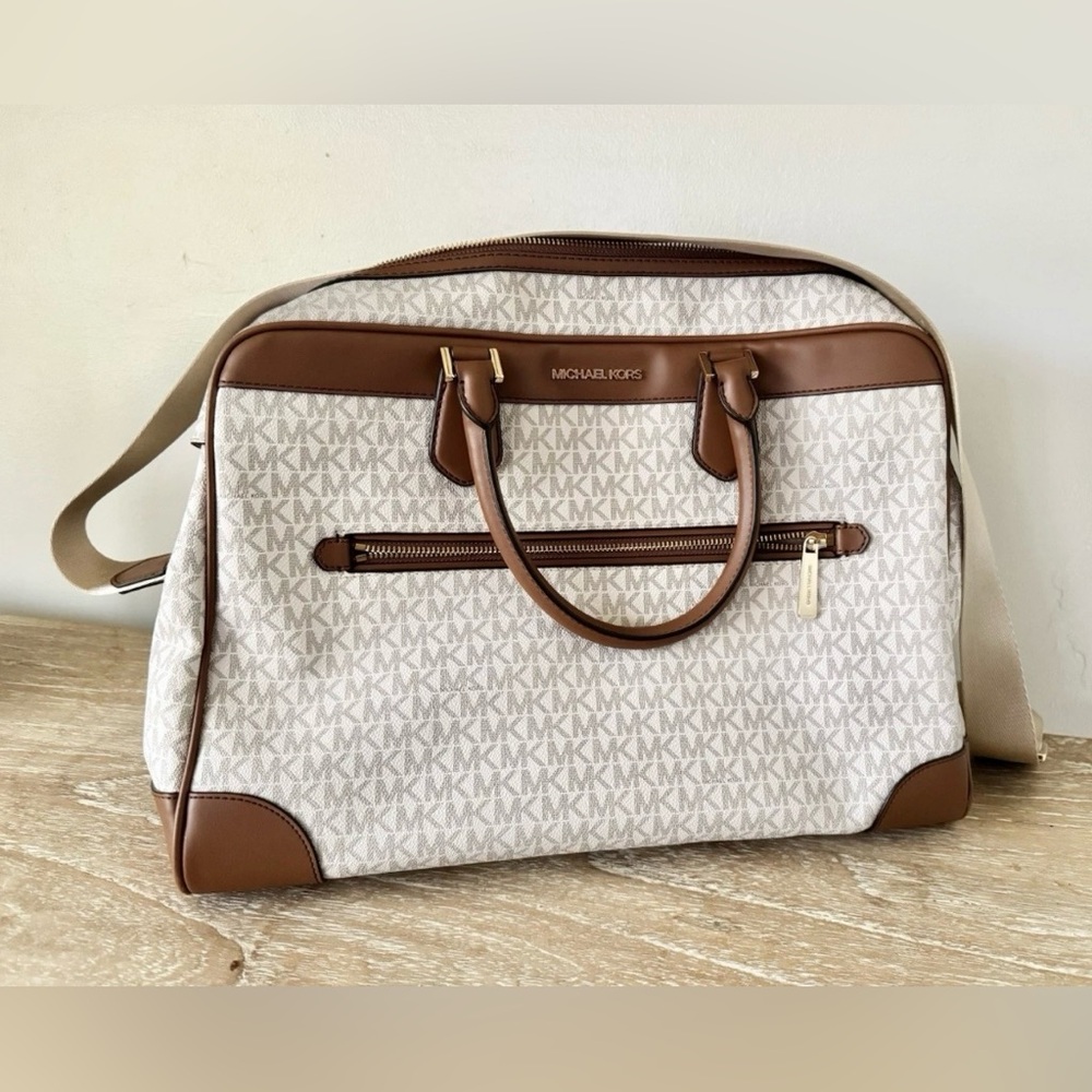 Michael Kors Brown and Cream weekender  Bag
